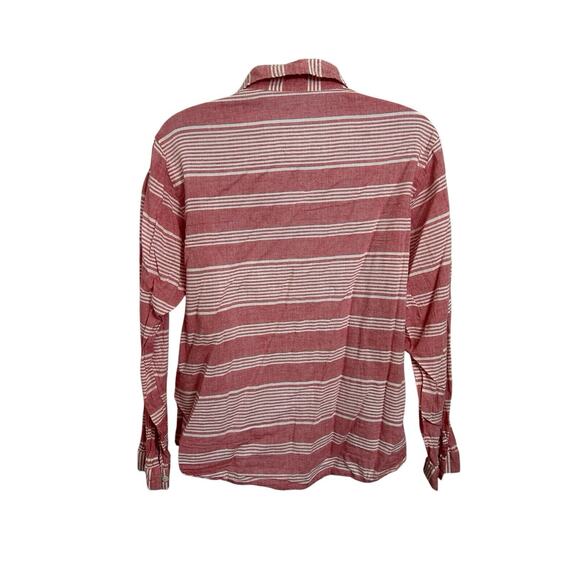 Lilly's Closet Button Front Shirt Sz Medium Red White Striped Long-Sleeve Woven - Picture 8 of 9